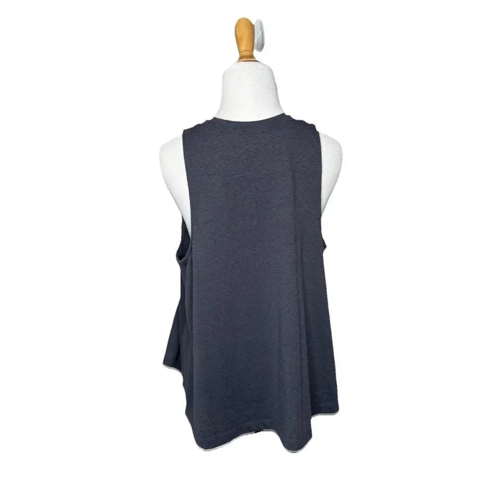 Loft Grey Gray Textured Terry Cloth High Neck Sleeveless Tank Size LP Petite